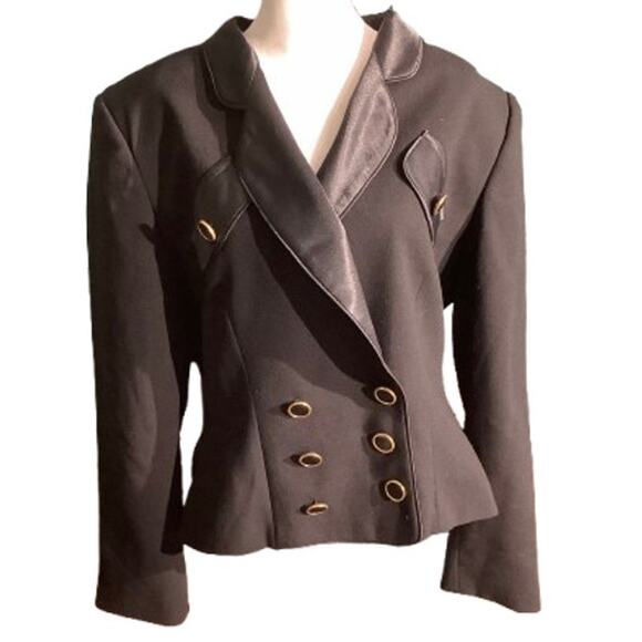 Stanley Blacker Wool Blazer Black Women’s 14 — Formal, Double Breasted, Classic - Picture 1 of 8